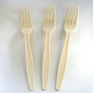 מזלג חד"פ קרם\שקוף\שחור 50 יח'